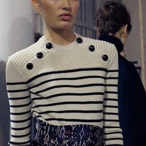 Isabel Marant Étoile Hatfield Stripe Merino Blend Breton Pullover Sweater